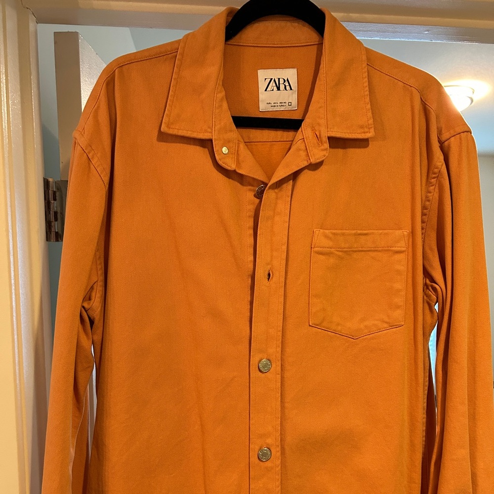 Zara men’s long sleeve button up cotton shirt, size large - $30